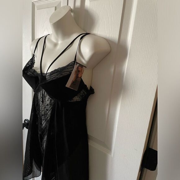 🆕 Escante Womens Black Flyaway Skirted Teddy Size XL - Picture 3 of 8